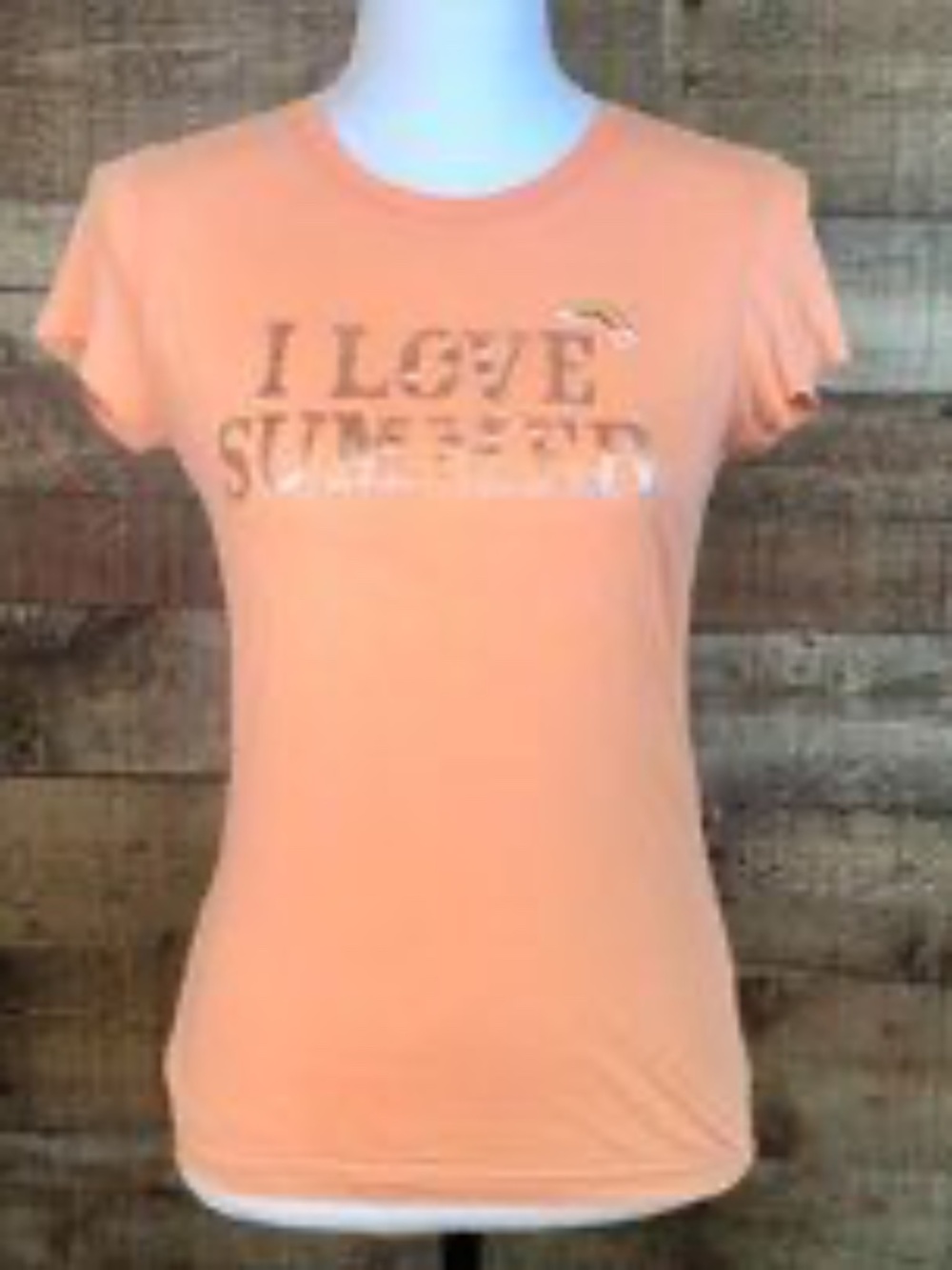 Women's Size Small American Eagle Outfitters Peach “I LOVE SUMMER” Short Sleeve